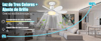 Ventilador Techo with Luz y Mando a Distancia, Lampara Ventilador Techo with Ventiladores Silencioso, E27, Regulable en Colores y Velocidades Temporizador 6 Aspas para Dormitorio (52CM) - details 3