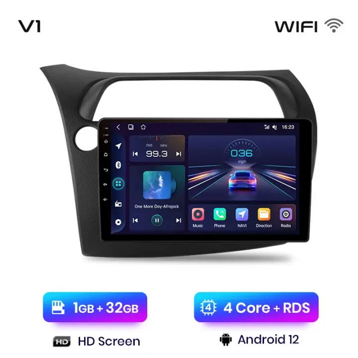 Junsun Radio Coche para Honda Civic Hatchback 2005 2006 2007 2008 2009 2010 2011 AI Voice 2 din Pantalla Coche Android Auto Multimedia Navegación GPS Auto radio - 1