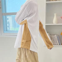 Camiseta De Hombre Con Parches De Malla Manga Larga Estilo Casual Streetwear Translúcida Suéter De Moda INCERUN - details 3