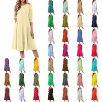 Vestido Largo De Manga Larga Para Mujer Casual Suéter Con Bolsillos Estilo Swing Suelto Cuello Redondo Color Sólido Vestido Robe - details 0