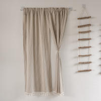 Cortina De Puerta De Estilo Japonés En Algodón Y Lino Sin Perforaciones Cortina Coreana Para Hogar Con Diseño Estripado - details 7