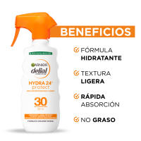 GARNIER | Delial Spray Protector SPF 30+ HYDRA 24 Protect Muy Alta Protección Resistente al Agua, Fórmula Hidratante No Grasa con Manteca de Karité de Fuentes Sostenibles Para una Piel Protegida, Hidratada y Suave 2x270ml. - details 1