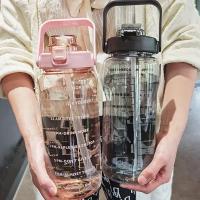 Botella De Agua Portátil De 2L Con Palanca Y Marca De Tiempo Para Deportes Al Aire Libre Y Fitness Capacidad Grande De Plástico - details 10