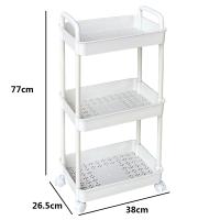 TENDANCE Estanteria Carro de 3 Bandejas Respirable de Plástico con Ruedas Blanco Para Baño - details 0
