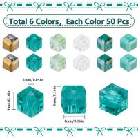 Kit De Hacer Collares Con Cuentas De Vidrio Cuadradas 4mm 6 Colores Transparentes Verde AB Platinado Facetadas 300Pcs Por Caja - details 1