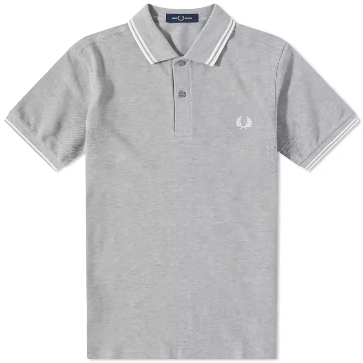 Fred Perry Slim Fit Twin Tipped Polo Steel Marl / White / White - 1