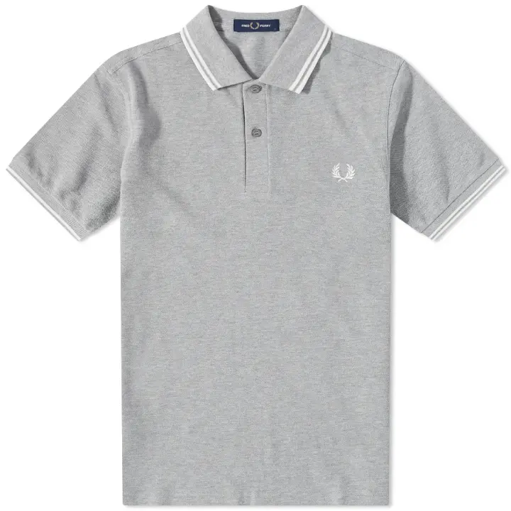 Fred Perry Slim Fit Twin Tipped Polo Steel Marl / White / White - 1