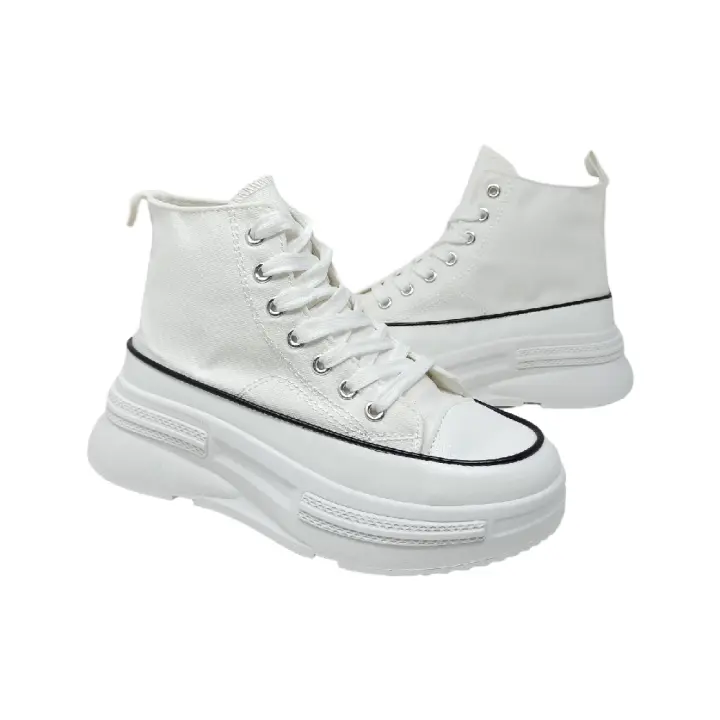 Eva Zorteon - Zapatilla Abotinada para Mujer Cómoda Material de Lona de Plataforma y Cierre de Cordones . Modelo L006. - 1