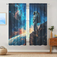 2pcs Cortina Astronauta Impresión Para Decoración De Hogar Tratamiento De Ventana Para Dormitorio Oficina Cocina Sala De Estar Y Estudio - details 6