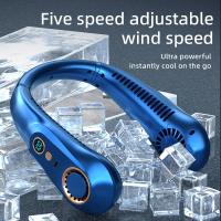 Nuevo Abanico Portátil De Verano Mini Colgante Sin Hojas Con Pantalla Digital Recargable Por USB Para Refrescar El Aire - details 5