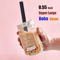 4 PCS Tenedores De Té Boba Reutilizables De Silicona Extra Grandes Para Batidos Y Té Con Cepillo De Limpieza - details 1