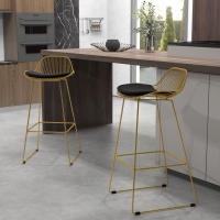 HOMCOM Juego de 2 Taburetes Altos de Cocina Moderno Taburetes de Bar con Cojín de Terciopelo Respaldo y Reposapiés Carga 120 kg 46,5x48x93 cm Dorado - details 2