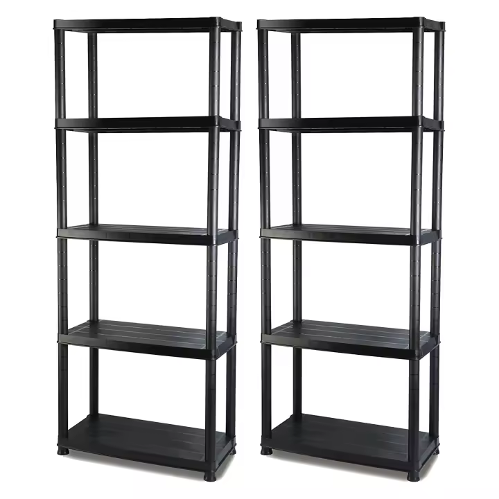 T-LoVendo 2X Estantería de Plástico de 5 Baldas Polipropileno PP Negra 171x61x31 cm Garaje Cocina Despensa Terraza Oficina Trastero - 1