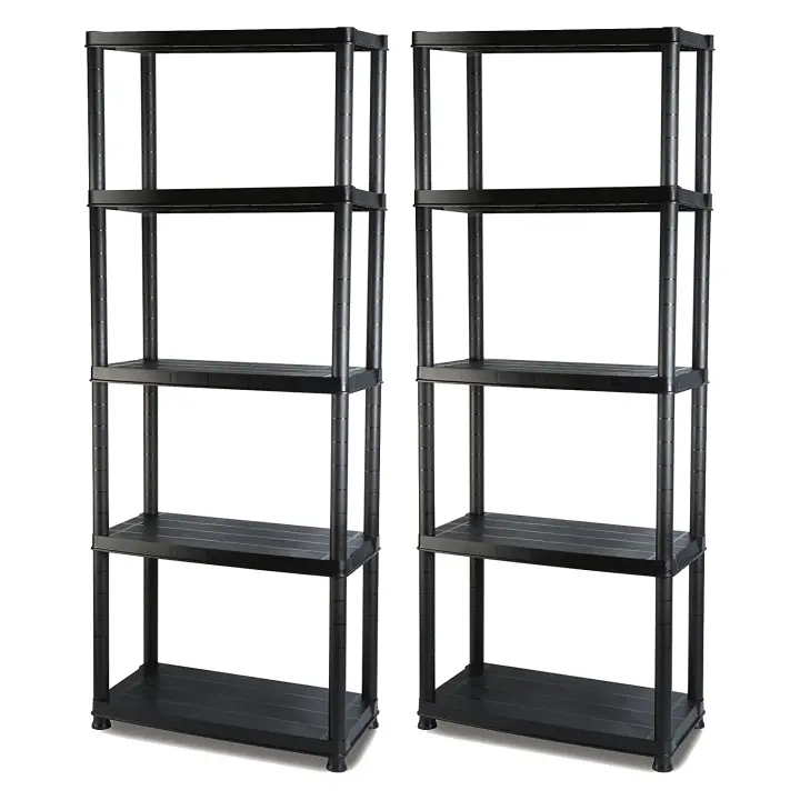 T-LoVendo 2X Estantería de Plástico de 5 Baldas Polipropileno PP Negra 171x61x31 cm Garaje Cocina Despensa Terraza Oficina Trastero - 1