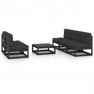 VIDAXL 3076363 juego de muebles mobilairios fabricado en madera de color negro con antracita - 1