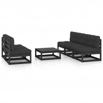 VIDAXL 3076363 juego de muebles mobilairios fabricado en madera de color negro con antracita - 1