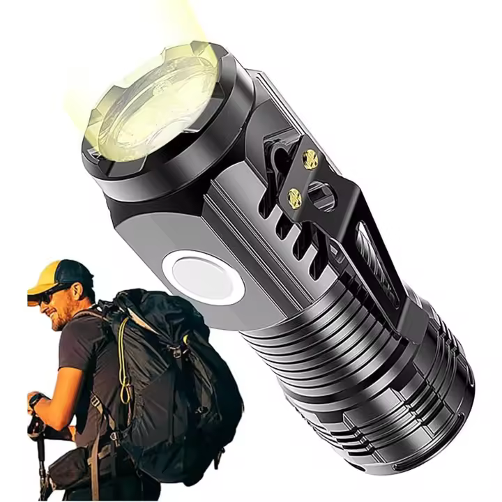 Linterna Recargable,Linterna LED portátil con clip de palanca, linternas con zoom recargables, mini lámpara de fuente de luz de 20 W de potencia, superficie de metal adsorbible con imán incorporado - 1