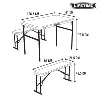 Conjunto plegable mesa y 2 bancos utrarresistente Lifetime 106x61x74 cm uv100 - details 7