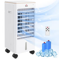 HOMCOM Enfriador de Aire Portátil 3 en 1 Climatizador Evaporativo Oscilante con 3 Velocidades Control Remoto Temporizador 7,5h Pantalla LED Tanque de Agua 3L Efecto 15-20 ㎡ 22,5x24,5x53,5 cm Blanco - details 0