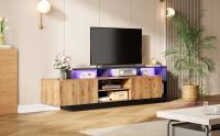 Modern para TV de hasta 70 pulgadas, almacenamiento Abierto with Pantalla LED, para muebles de dormitorio y Salón, muebles originales en color Madera, Marco Negro - details 0
