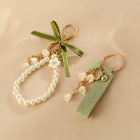 Llavero De Mujer Con Flor De Valenciano Verde PU Cuero Accesorio Para Coche Regalo De San Valentín Llavero De 1 Pieza - details 0
