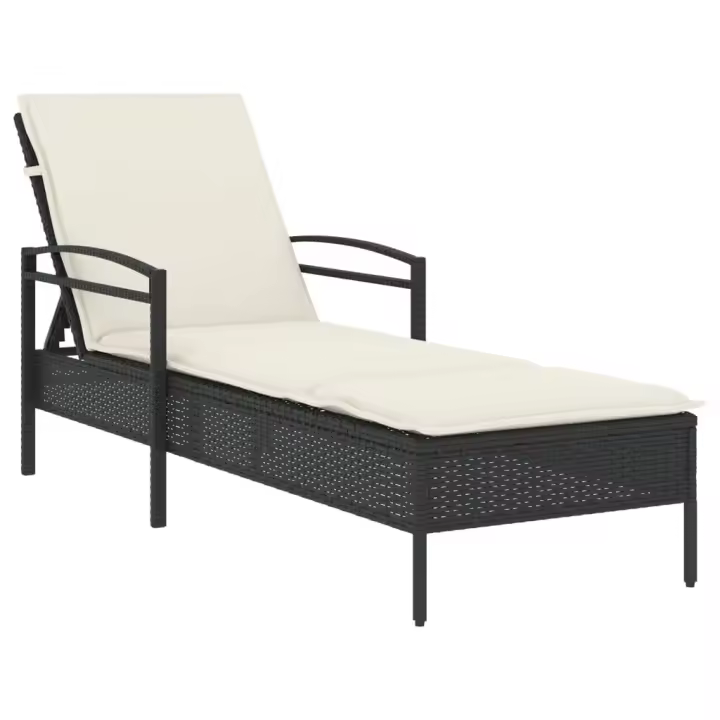 vidaXL Tumbona con cojín ratán sintético 63x200x81 cm Negro, Marrón, Gris Sillas de Exterior Ideal para jardín, playa, piscina, terraza Tumbona Piscina Tumbonas Playa Tumbonas Jardín Exterior - 1