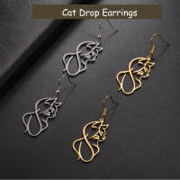 Pendientes Colgantes De Gato Dorado Para Mujer Joyería De Acero Inoxidable Forma De Animal Regalo De Navidad Accesorios Lindos Y Moda - details 2