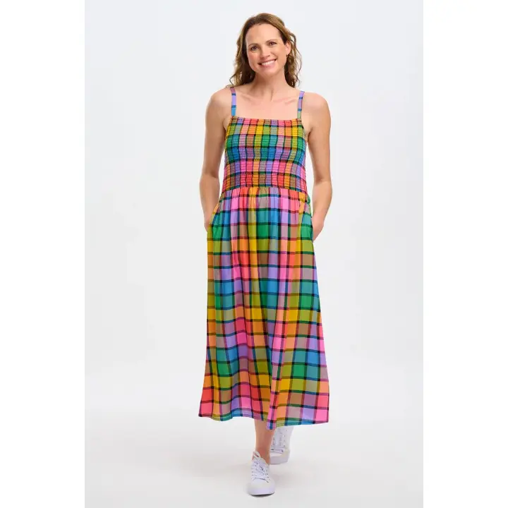SUGARHILL BRIGHTON - Vestido veraniego midi fruncido modelo Denali de la marca Sugarhill Brighton - 1