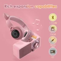Orejas de gato auriculares Bluetooth para niños con micrófono de cable para uso escolar - auriculares Bluetooth de reducción de ruido para niños y niñas inalámbricos auriculares plegables para niños para tabletas de viaje en avión iPad Kindle - details 3