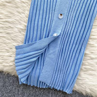 Vestido De Punto Para Mujer REALEFT Otoño Invierno Con Cinturón Cuello Polo De Mano Sola Manga Larga Ajuste Cintura Alta Vestido De Trabajo - details 17