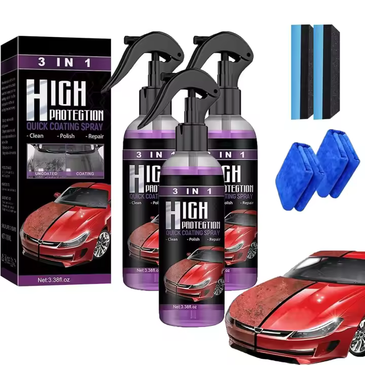 Spray de revestimiento cerámico rápido para automóvil 3 en 1 de alta protección, aerosol 3 en 1 de alta protección, aerosol para revestimiento de automóvil, aerosol de revestimiento rápido de alta protección (30ML-3 piezas) - 1