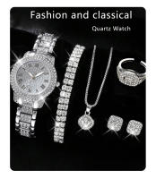 Reloj De Lujo Elegante Para Mujer 6PCS Con Cristal Y Aleación De Metal Reloj De Cuarzo Con Pulsera De Cristal Regalo Para Damas - details 0