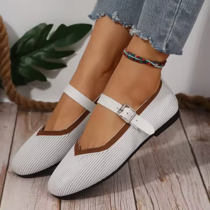 Zapatos Planos Elegantes Mary Janes Para Mujer Negro Con Correa De Cierre Casual Ballet Canvas Loafers Primavera/Otoño - 1