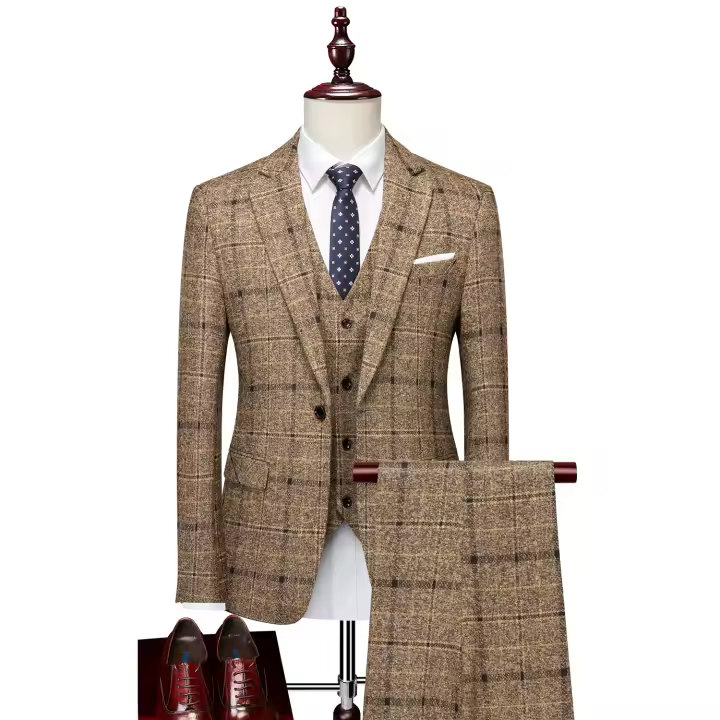 Traje De Tres Piezas Para Hombre 2025 Con Botón De Moda Boda Negocios Casual Trabajo Formal Chaleco Pantalones M-5XL - 1