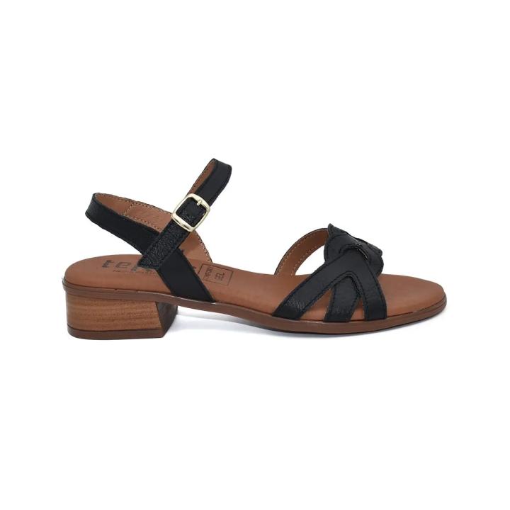 Sandalias bajas de piel negra Piel Piel y textil Piel rellena de gel