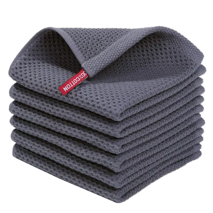 Toallas De Cocina De Algodón 100% Tejidas a La Moda Del Encaje Ultra Suaves Absorbentes Y Secado Rápido Tamaño 12x12 Pulgadas Pack De 6 - 1