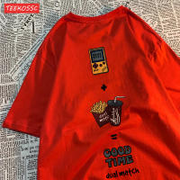 Camiseta De Algodón Transpirable Para Hombre Con Estampado De Consola De Juegos Patatas Fritas Y Cola Camiseta Casual De Verano Sin Capucha - details 9