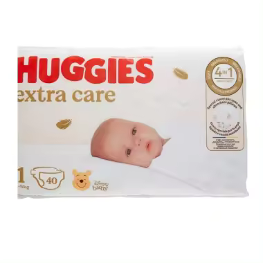 Huggies Extra Care Talla 1 (2-5 kg) 40 Pañales – Máxima Protección y Suavidad para Recién Nacidos - 1