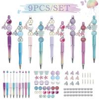 Set De 9 Piezas De Lápices De Punto De Bola DIY Con Tema De Sirena Submarina Azul Y Morado Gradient Akbar Cuentas Colgante Cola De Pez Para Oficina Y Estudio - details 0