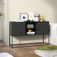Decorativo de metal Negro, aparador y Caja Fuerte de Casillero, Estructura metálica robusta con elegante color Negro, H 75 cm x W 120 cm x P 40 cm - details 2