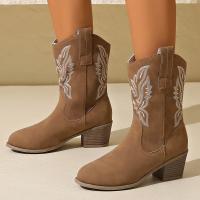 Botas Occidentales Bordadas 2024 Para Mujer Talla Grande 43 Punta Puntiaguda Botines De Otoño Estilo Cowboy Con Plataforma Cierre SLIP-ON Material De Suela RUBBER - details 9