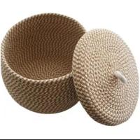 Cesta De Almacenamiento De Algodón Con Tapa Cesta Decorativa Para La Cocina Organizador De Hogar Tamaño 21x21x17cm - details 5