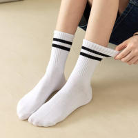 4 Pares De Calcetines Casuales Para Mujer De Medio Tamaño Con Estampado Rayado Negro Y Blanco Transpirables De Alta Calidad - details 5