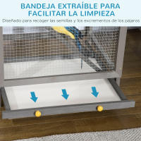 PawHut Jaula para Pájaros Grande 68x63x165 cm Pajarera de Madera de Abeto con 2 Puertas Bandeja Extraíble y Techo Asfáltico Madera - details 3