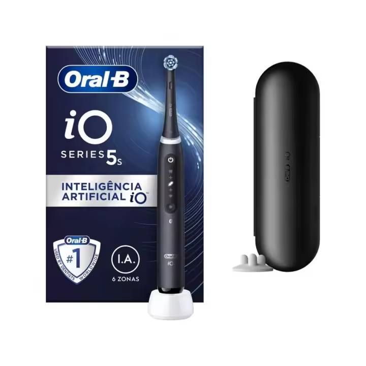 Oral-B iO5s Cepillo de Dientes Eléctrico con Estuche de Viaje y Cabezal incluido, Color Negro y Rosa - 1