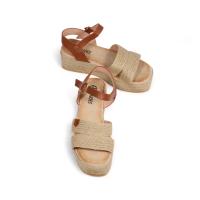 Sandalias de Cuña con plataforma de Esparto con doble Tira - Pulsera al tobillo con hebilla - fzf23-7 - details 4