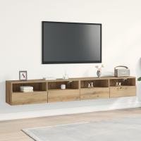 Gabinetes de TV vidaXL 2 pcs de roble artesanal 100x30x30 cm de madera elaborada - details 0