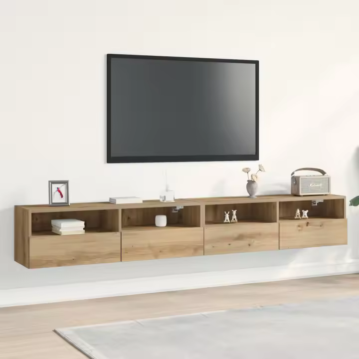 Gabinetes de TV vidaXL 2 pcs de roble artesanal 100x30x30 cm de madera elaborada - 1