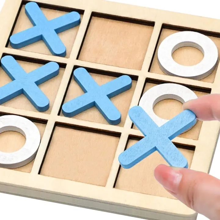 Juego de Tres en Raya Interactive, X y 0 de Madera, Madera/Blanco/Naranja, Juego Educativo de Madera para niños - 1