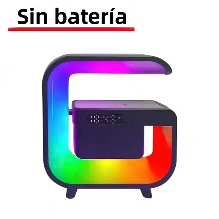 Estación De Carga Inalámbrica Con Luz De Noche Alarma Y Altavoz Bluetooth Estuche De Carga Rápida Para iPhone Samsung Xiaomi - 1